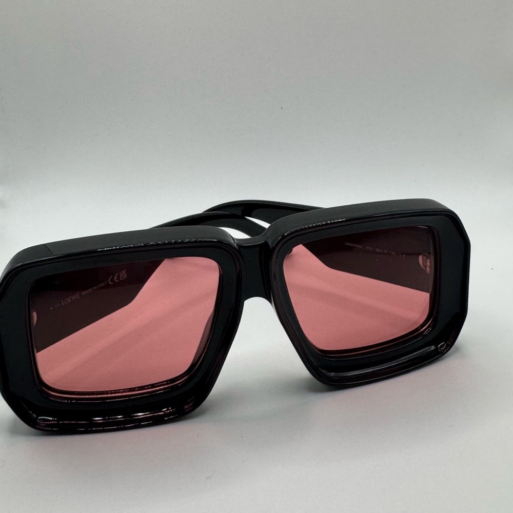 Loewe Paula’s Ibiza Diva in mask Black Sunglasses with Pink Lenses